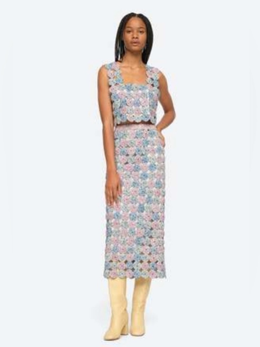 Sea NY Floral quilted Midi Skirt and top